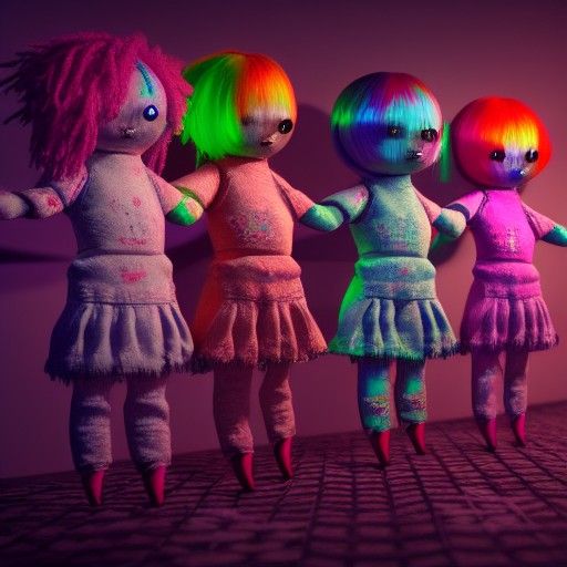 Ominous Rag Dolls in Voodoo Shop: Digital Art