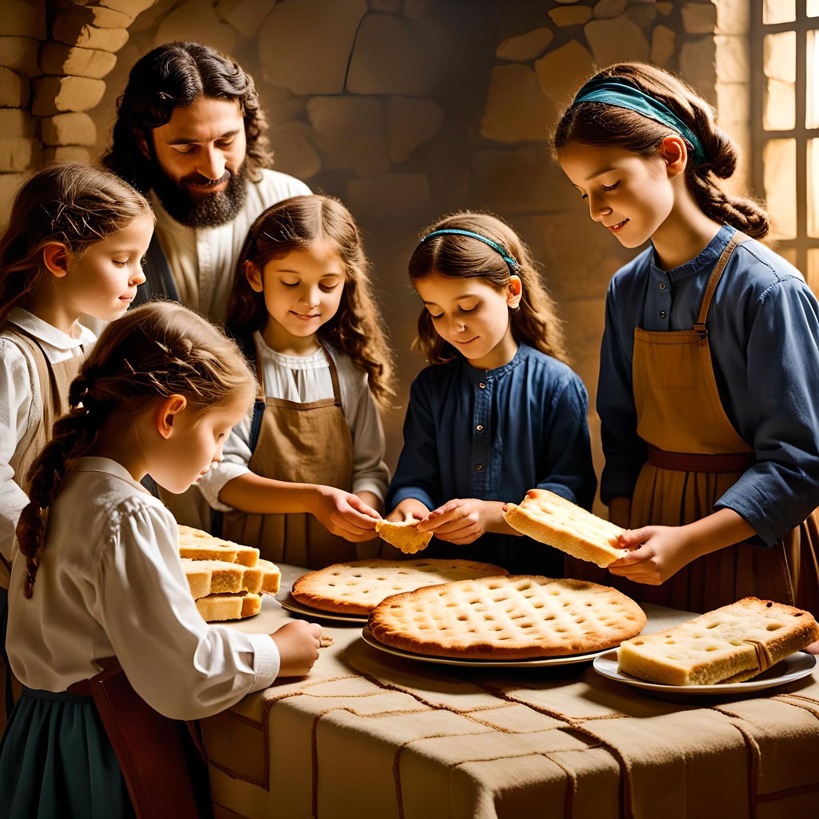 Family celebrating the Feast of Unleavened Bread