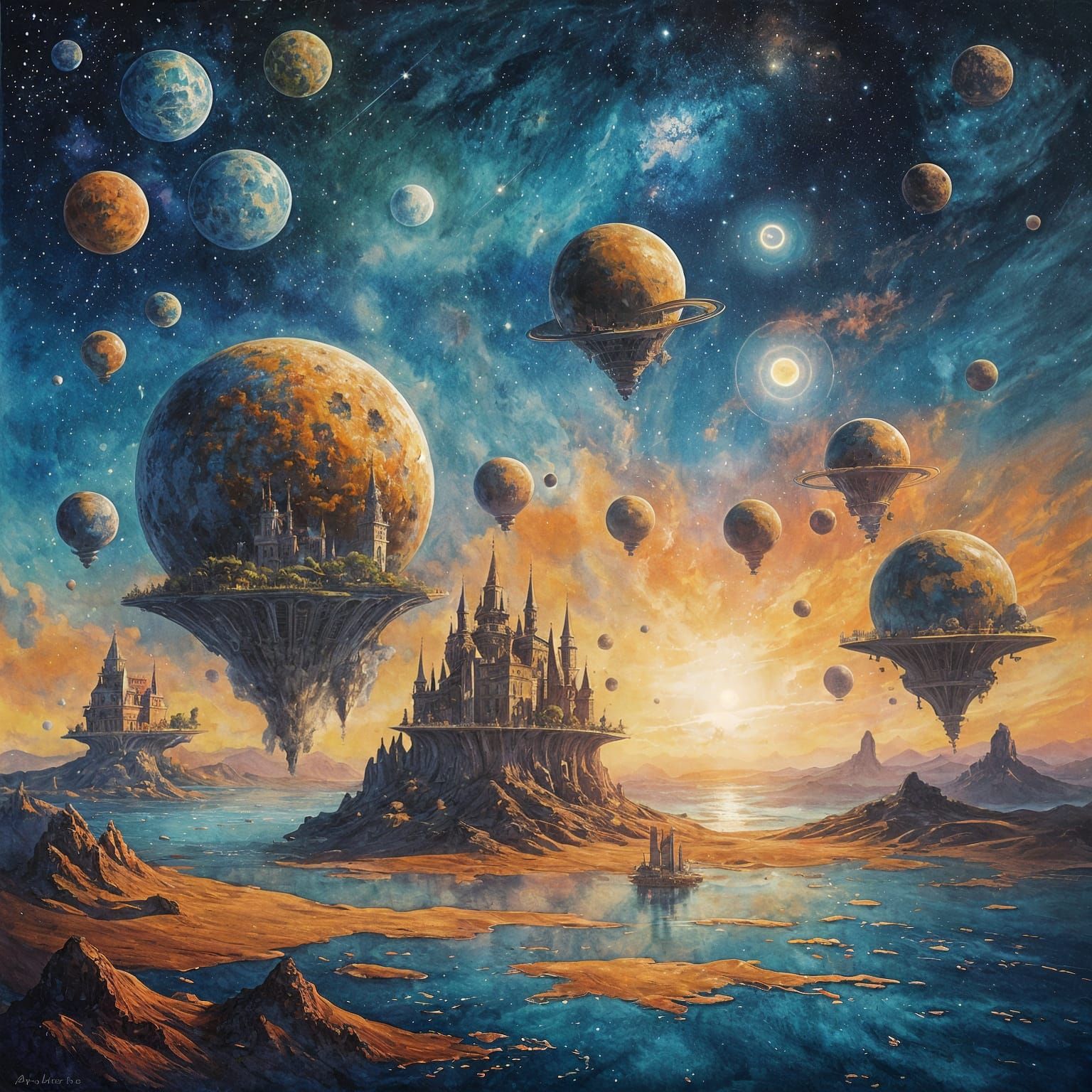 Flying Islands in Deep Space, Inspired by Museum Epic Impres...