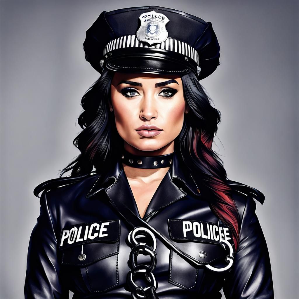 Figure in Leather Police Uniform and Shackles