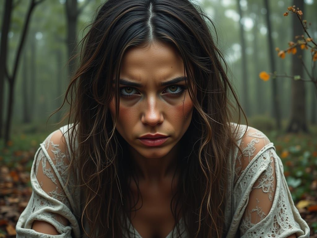 Upset Mother with Glitch Art Style