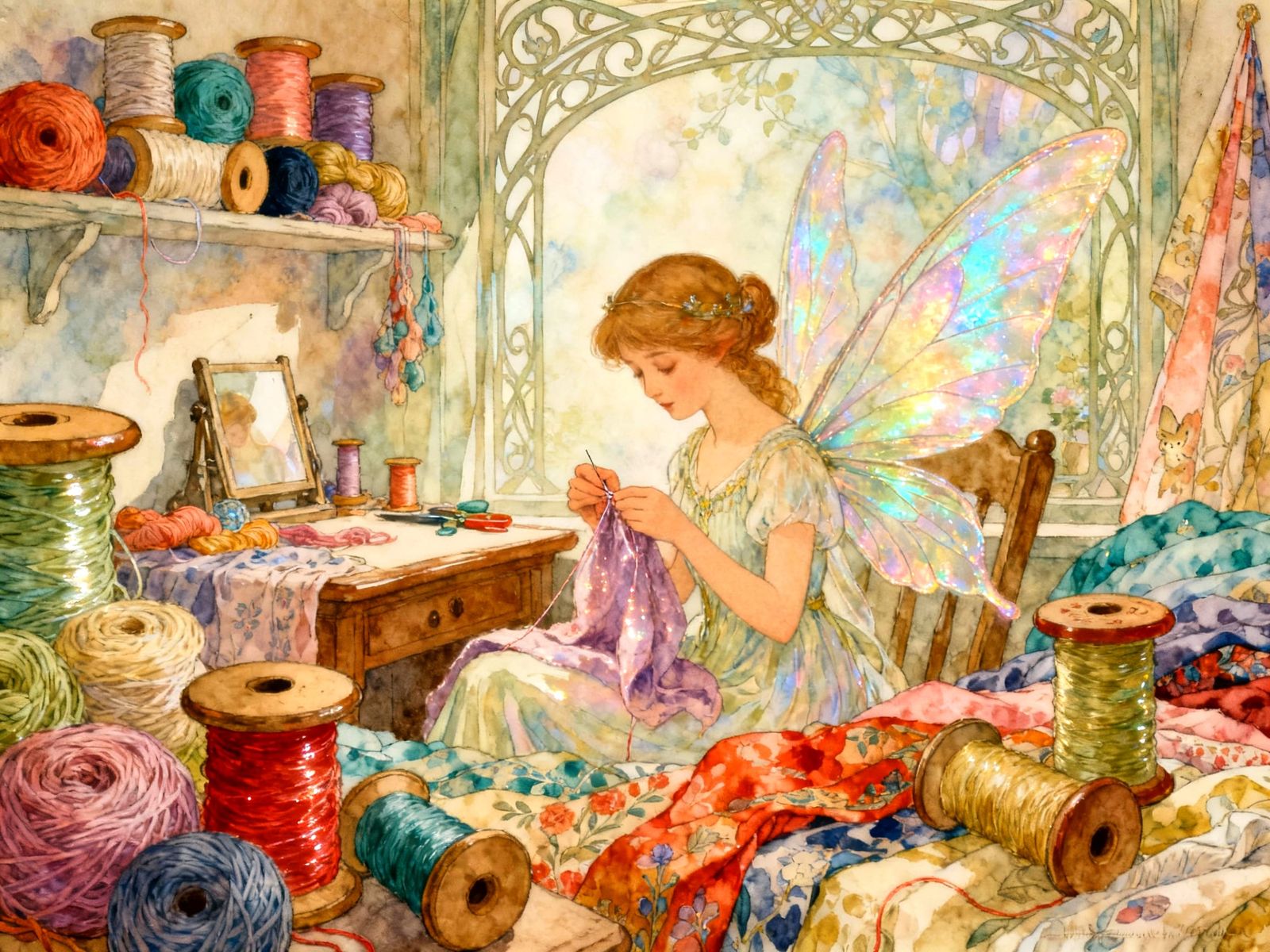 Enchanting Fairy Sewing in Cozy Craft Room