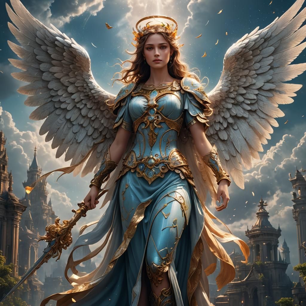 Beautiful Angel in Heaven: Detailed Matte Painting