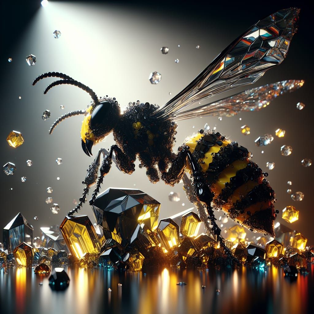 Crystal Hornet with Colored Glass in Unreal Engine