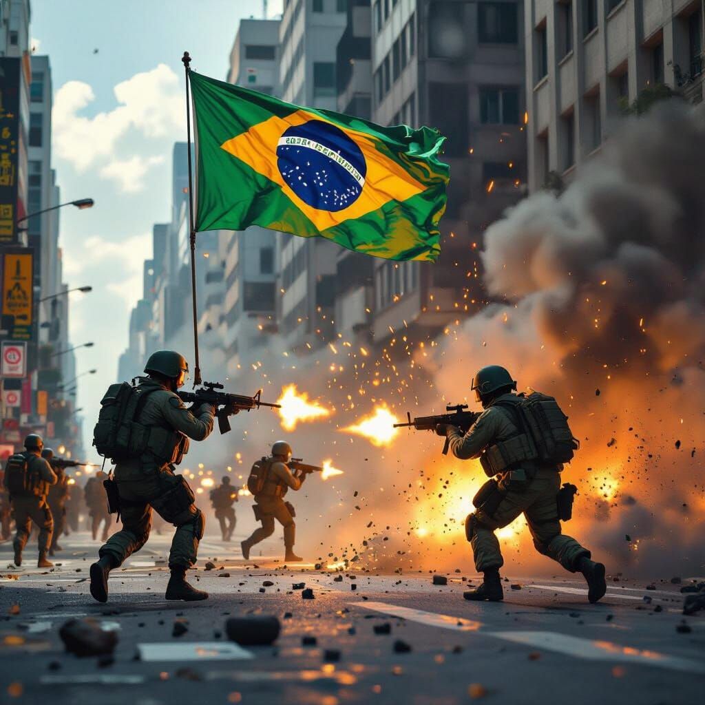 Intense Combat on Paulista Avenue: A Digital Matte Painting