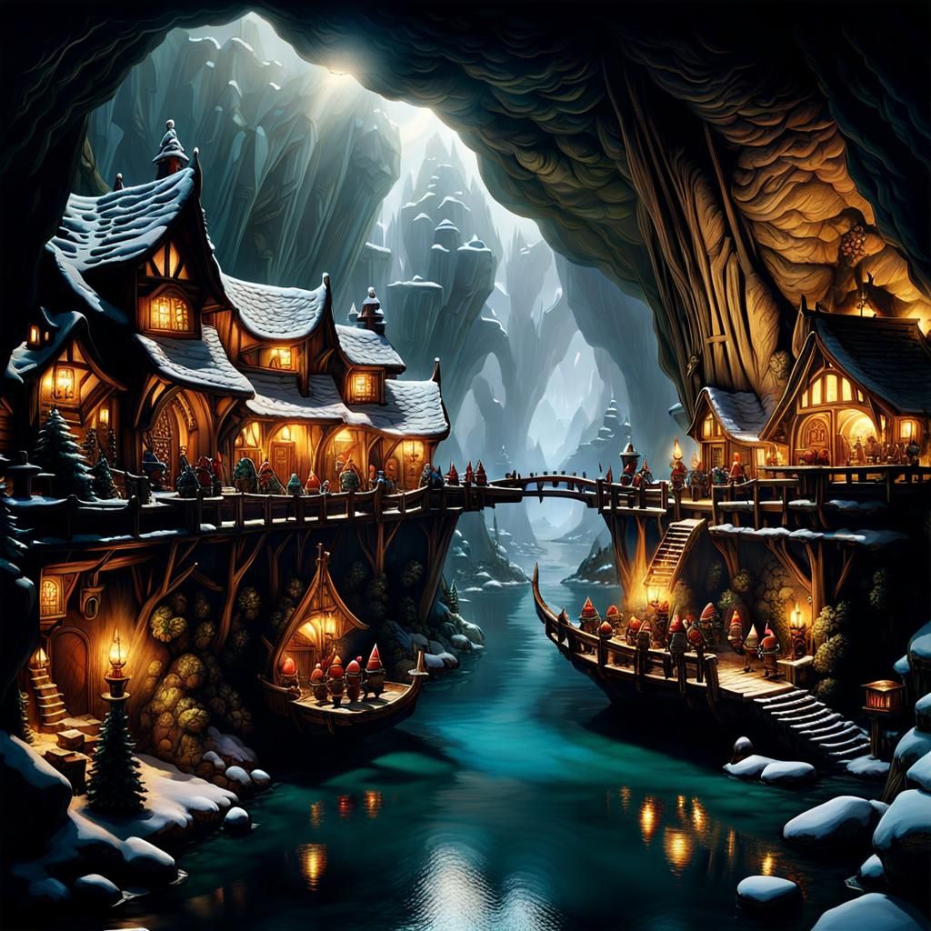 the middle earth dwarfs working in crystal cave