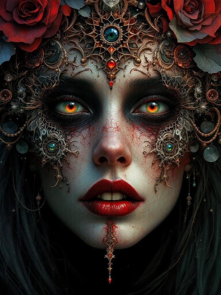 Fractal Vampire Portrait in Baroque Style