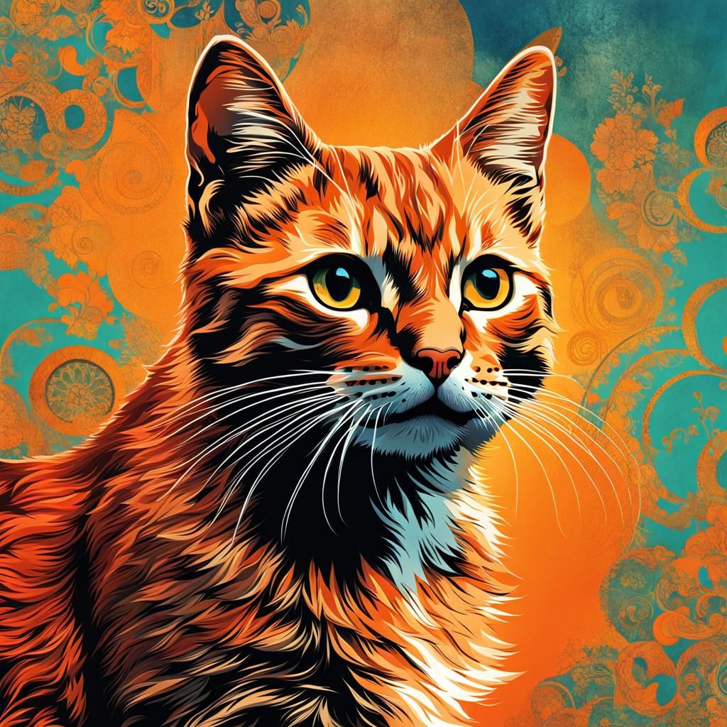 Orange Tabby Kitten Double Exposure Collage Art