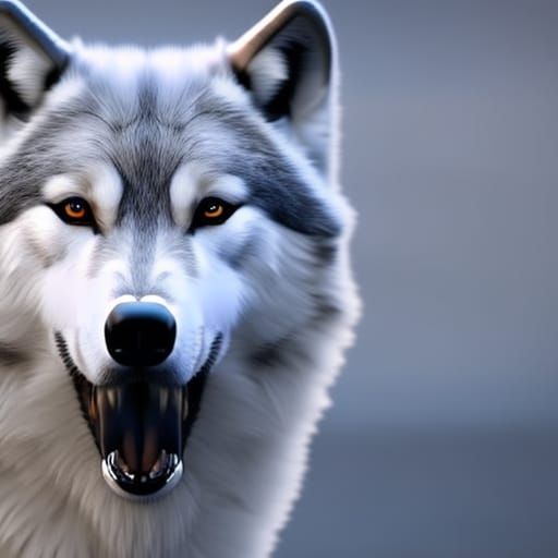 Futuristic Chrome Snow Wolf in Dream Landscape