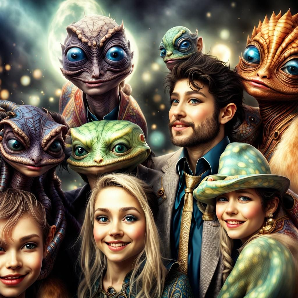 Photorealistic Aliens in Subdued Lighting: Hyperrealistic Ph...