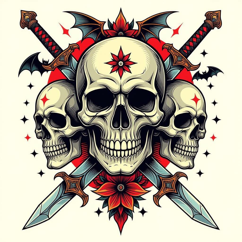 Tattoo Art: Skulls, Bats and Daggers