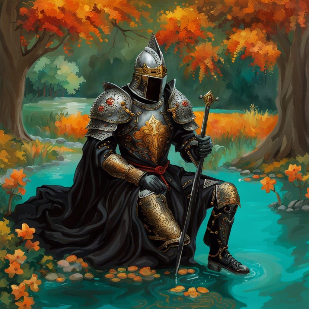 Gothic Portrait of a Knight in Black Armor