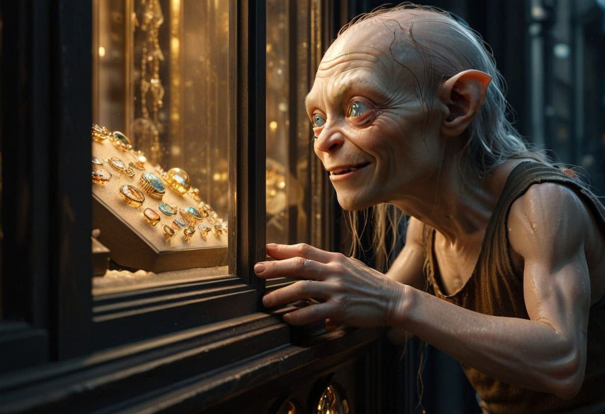 Smiling Gollum Reveals Obsession with Precious Rings