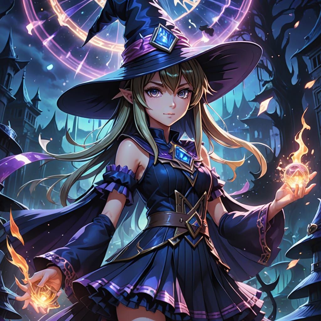 Anime Dark Magician Girl with Magic Aura