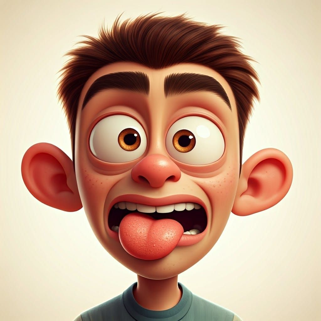 Pixar-Style 3D Character with Exaggerated Expression