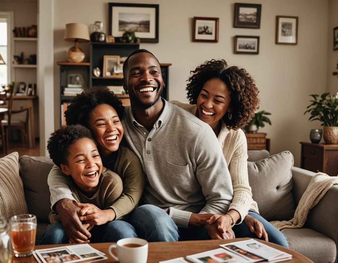 Joyful Couple Receives Good News, Illustrated Realism