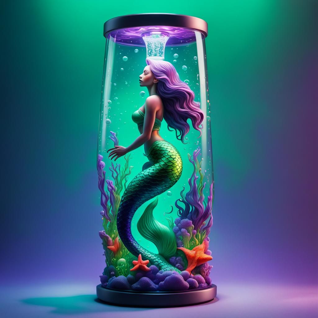 Mermaid Trapped in Luminescent Lava Lamp