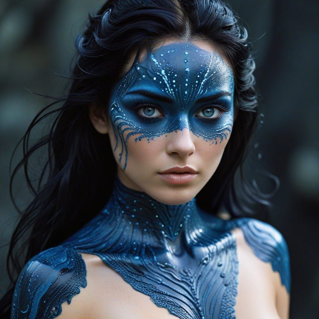 Astonishing Beauty in Deep Blue Eyes and Ebony Hair