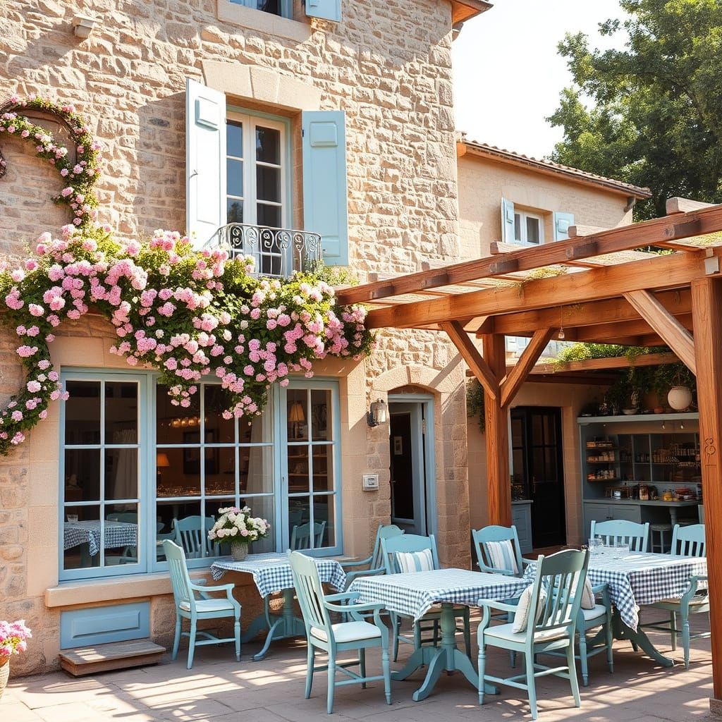 Whimsical Stone Building with Flower Shop, Pastry Shop, and ...