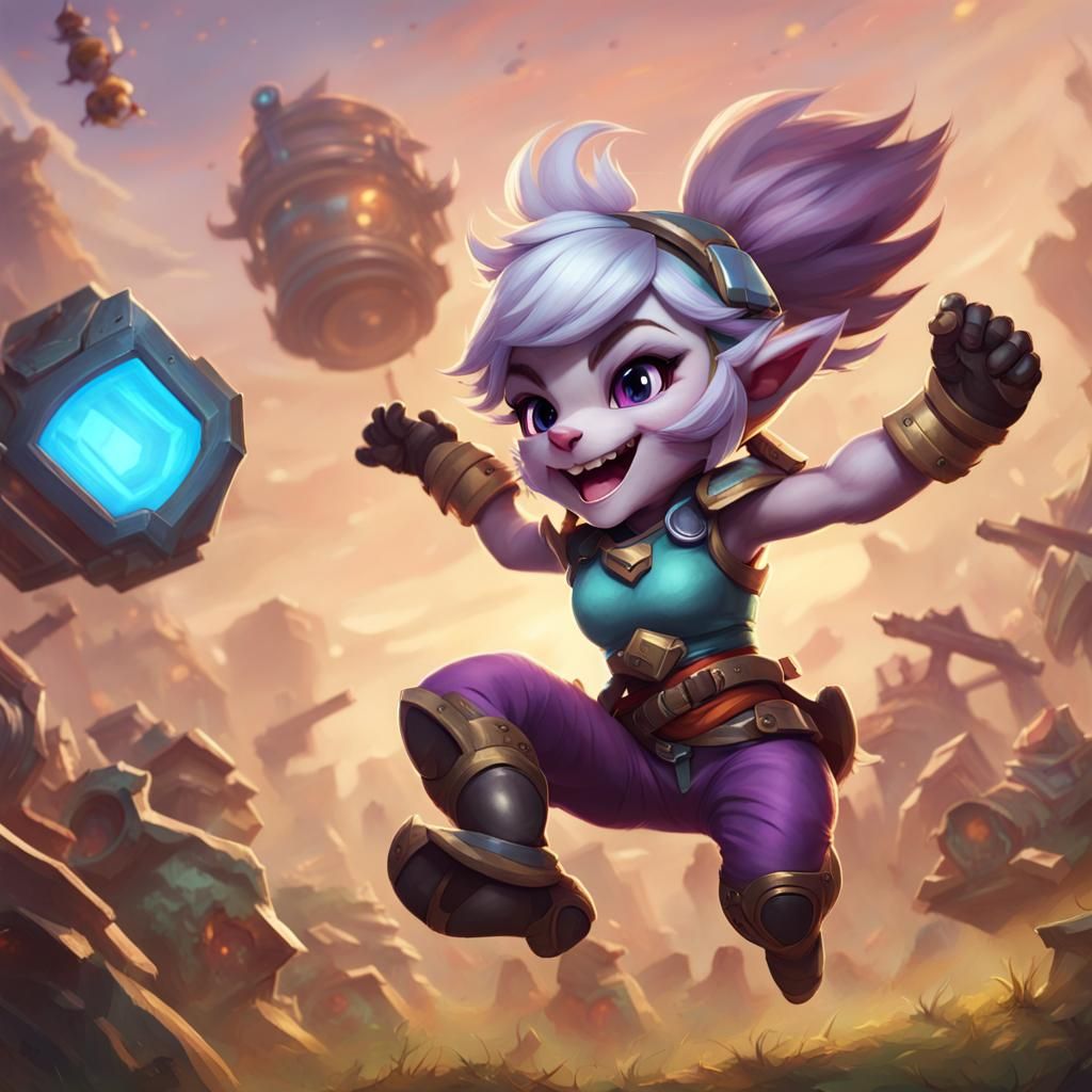 Tristana Jumping Through Battlefield with a Smile