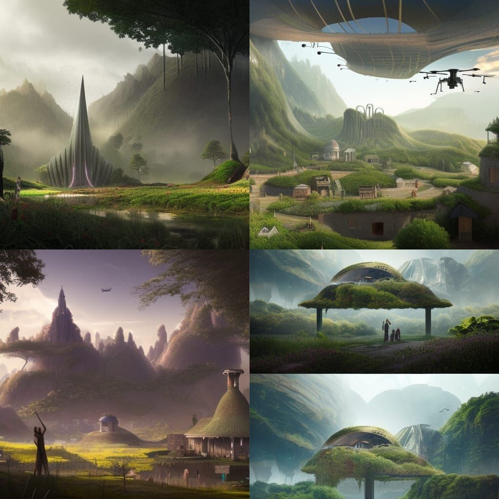 Futuristic Rural Utopia with Organic Architecture