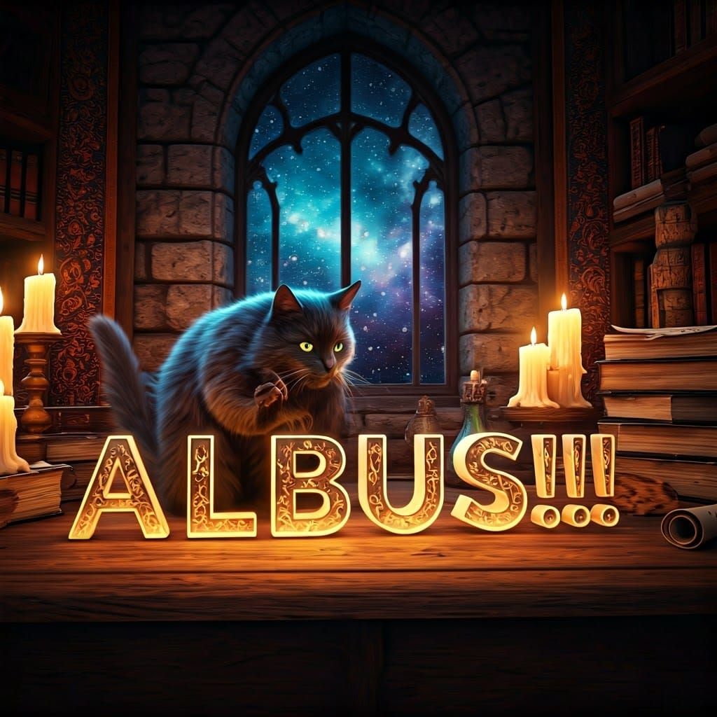 Majestic Black Cat Unveils Ancient Wizard's Desk Secrets