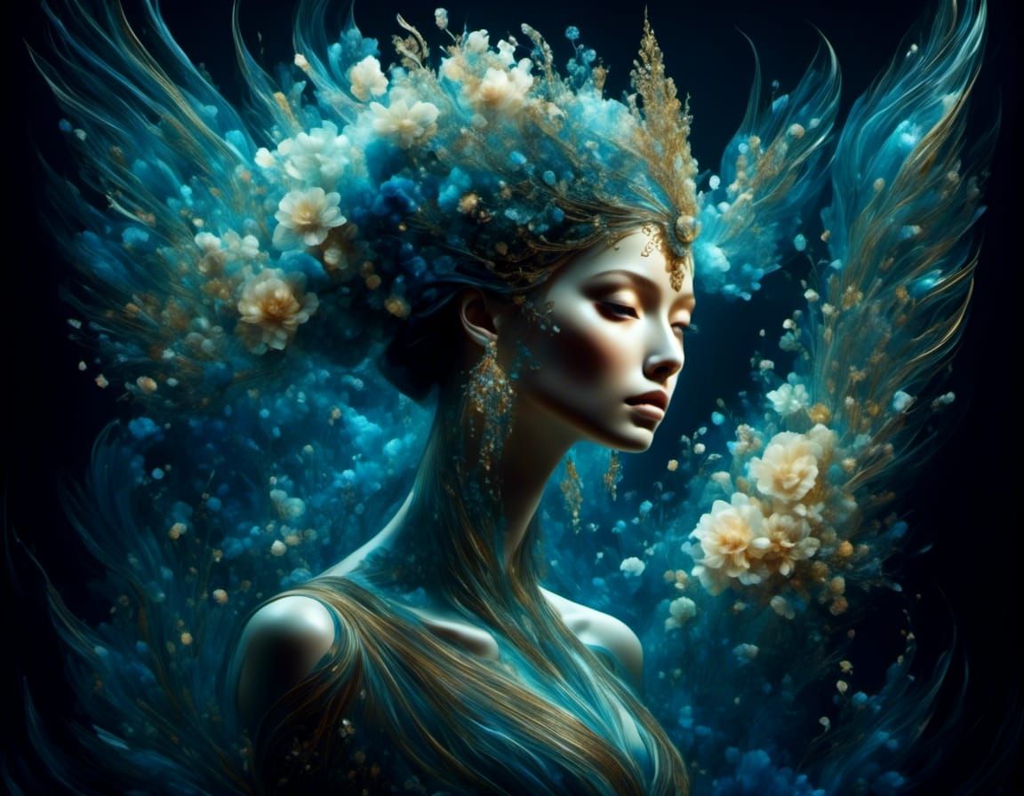 Distressed Fairy Dissolving on Crescent Moon