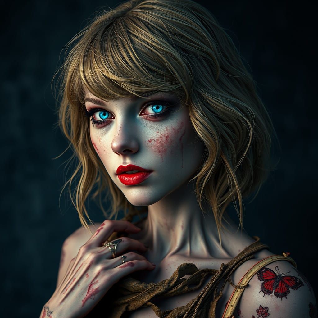 Ethereal Undead Taylor Swift in Art Nouveau Style