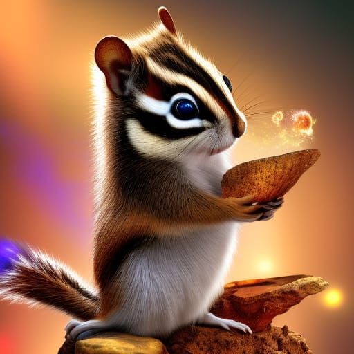 Stardust Chipmunk in Galaxy, Digital Art