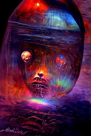 Iridescent Holographic Space Entity in Beksinski Style