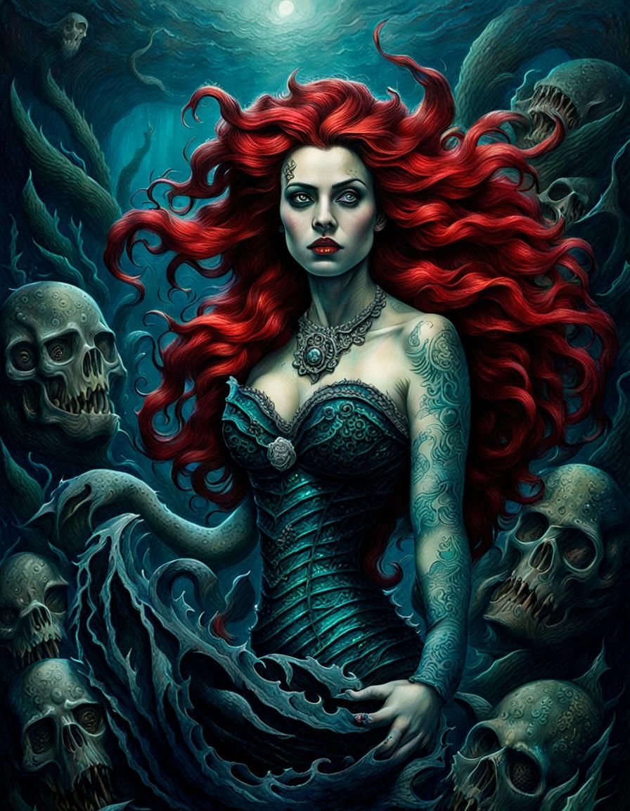 Terrifying Gothic Siren in Sunken Shipwreck
