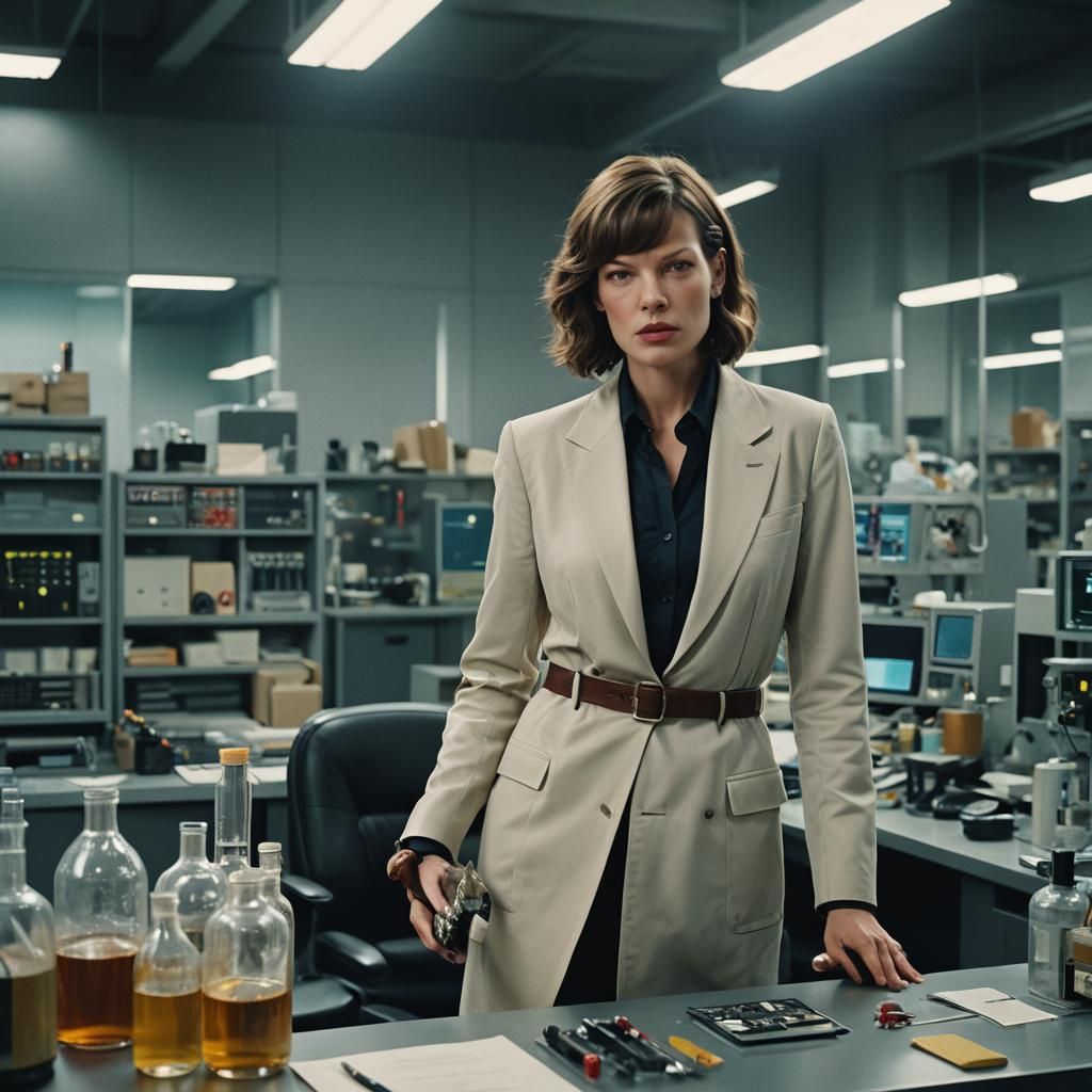 Badass CEO in Lab: Cinematic Film Still