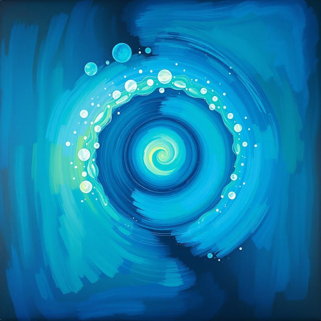 Evolutionary Ascension in Abstract Blue and Green