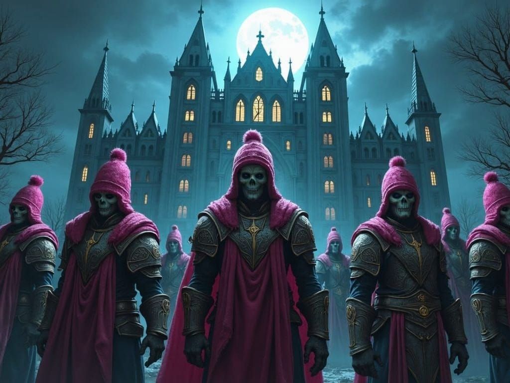 Armored Elves and Goblins Outside Asylum in Warcraft Style