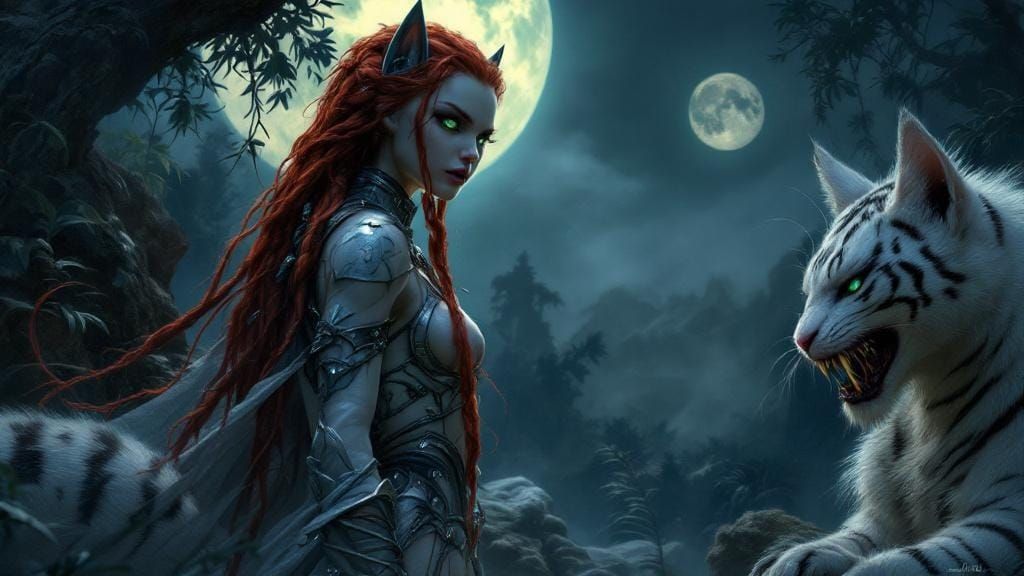 Alien Warrior Queen Surveys Misty Battlefield