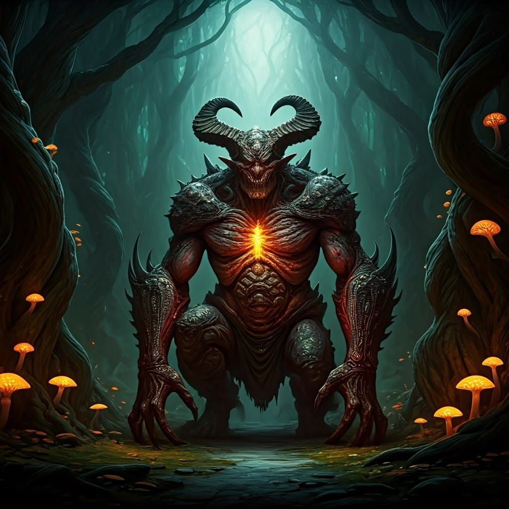 Dark Fantasy Abomination Demon in Mystical Realm