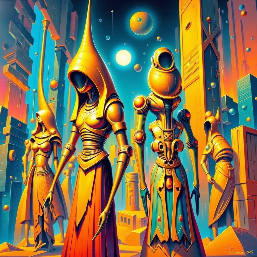 Pharaohs in NYC Skyscrapers, Dreamlike & Dystopian Atmospher...