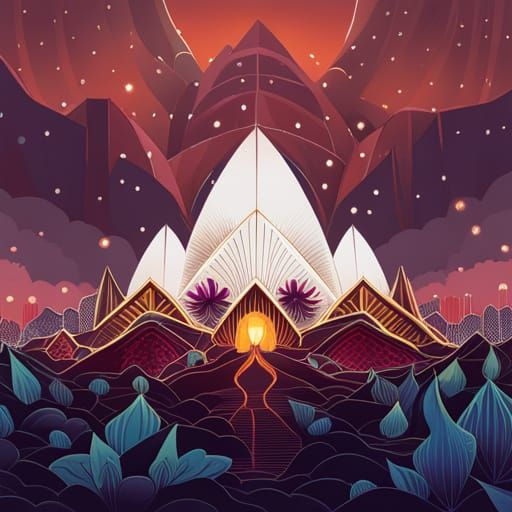 Luminous Lotus Temple with Intricate Details