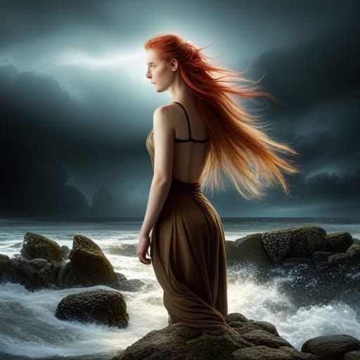 Aurora Sky: Fisherman and Girl in Detailed Fantasy Art