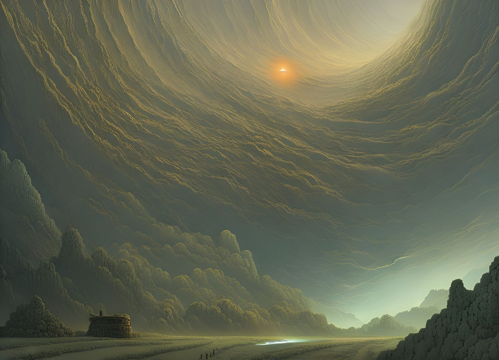 Surreal Lightning Storm in Horrific Landscape