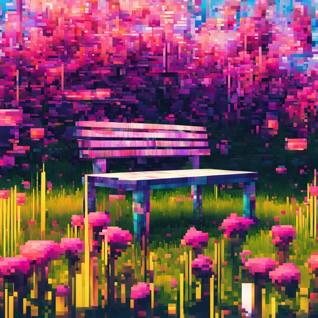 Glitchpunk Meadow with Distorted Pixels
