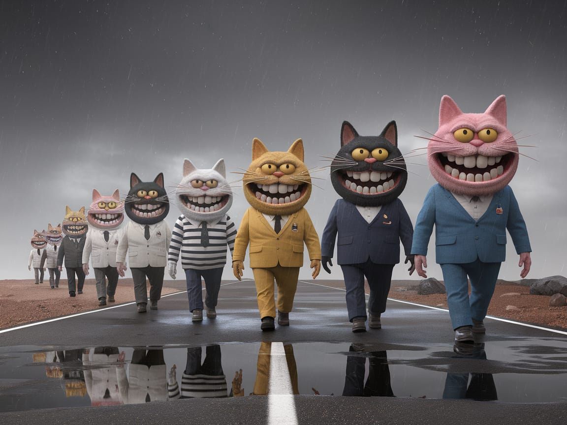 Creepy Caricature: Cat Figures in Burtonesque Style