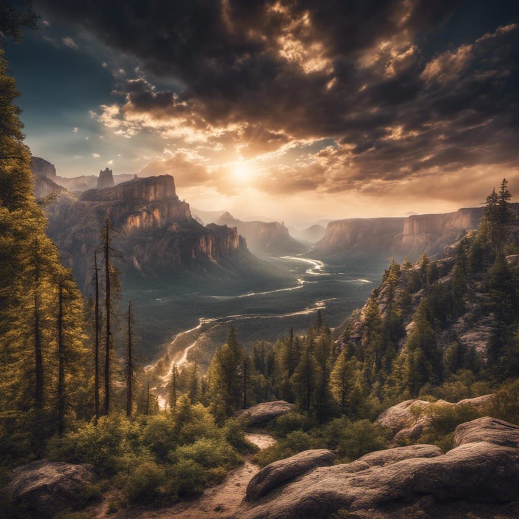 National Park Scenic View in Hyperrealistic Photo