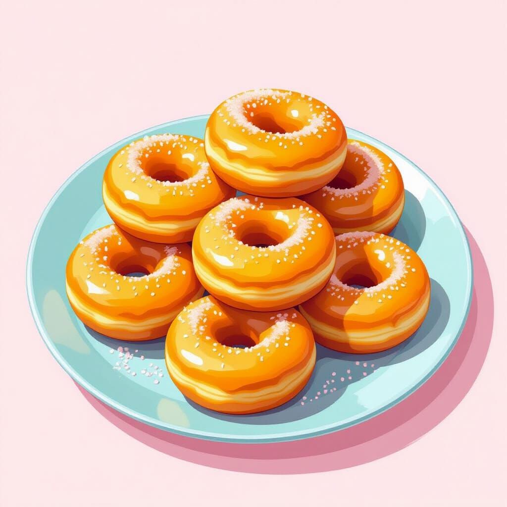 Fried Mango Donuts in Digital Art Style