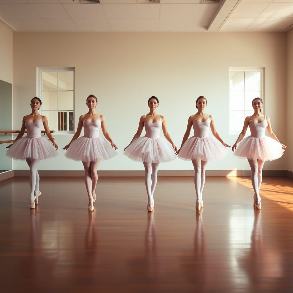 Ballerinas in En Pointe, Degas-Inspired Dance Studio Scene