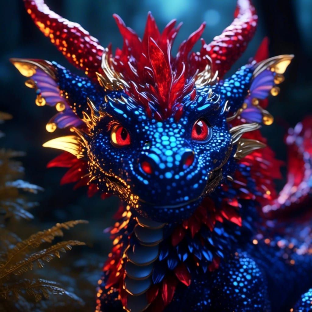 Dragon Fairy Portrait with Twinkling Lights