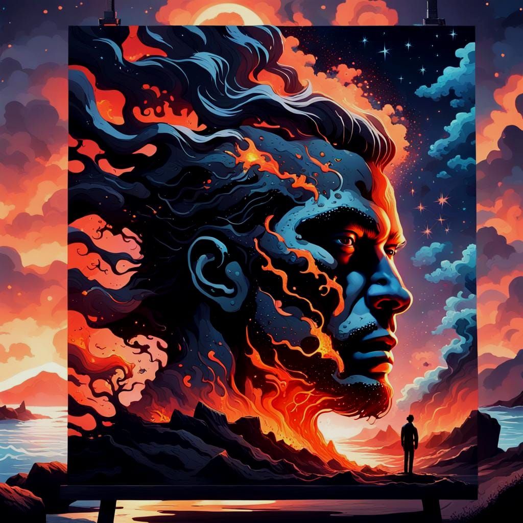 Volcanic Silhouette: A Fantasy Concept Art Image