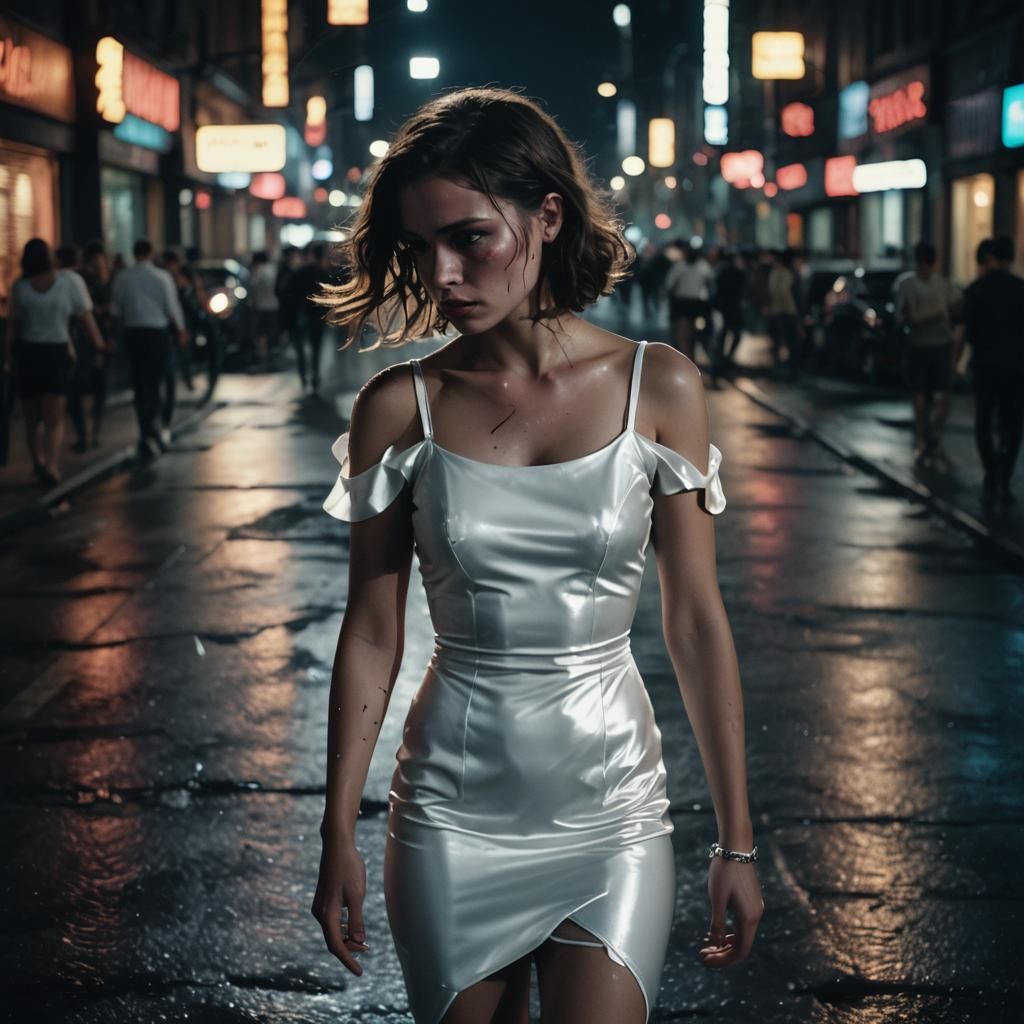 Fallen Angel in Neon City, Film Noir Style