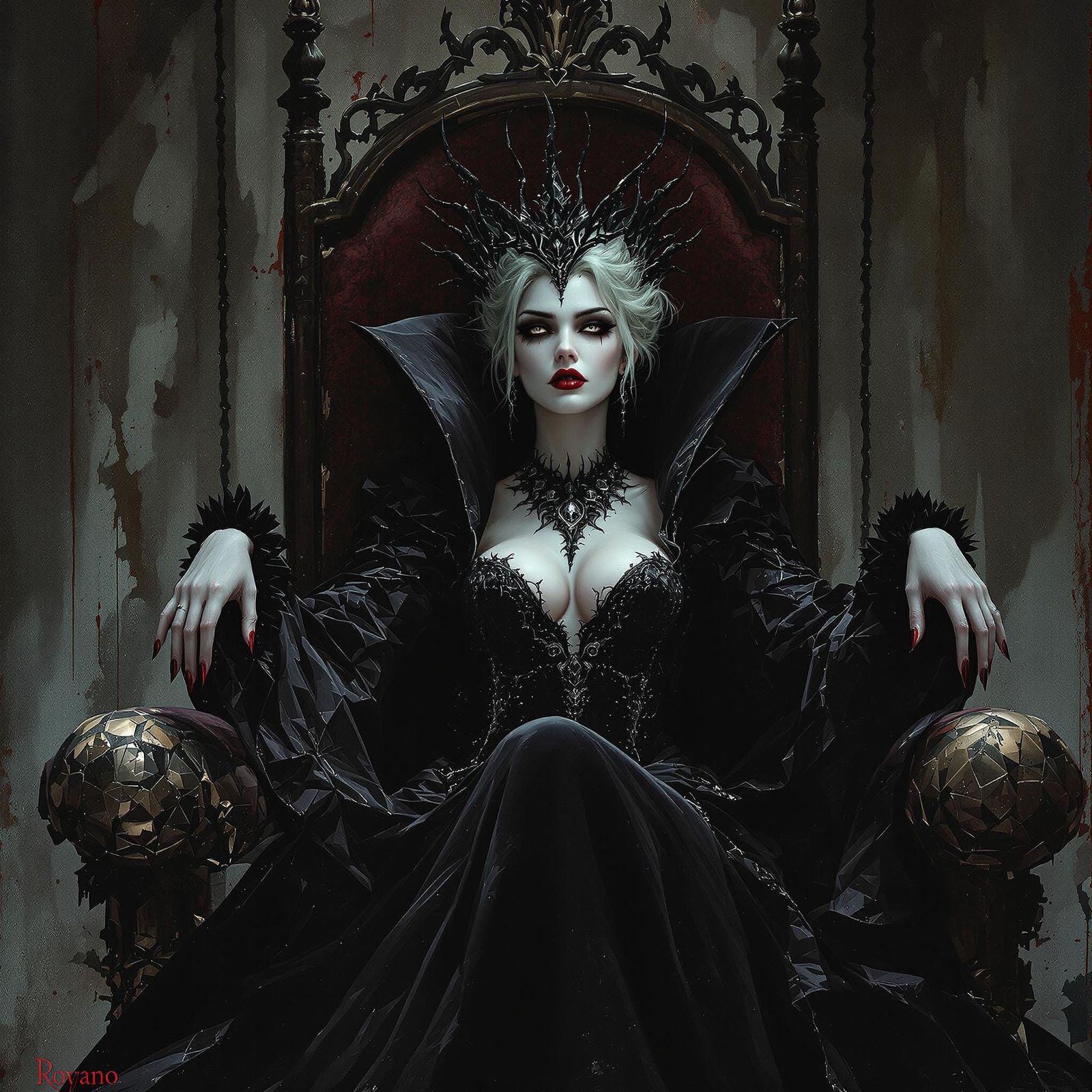 Gothic Vampire Queen in Moody, Painterly Style