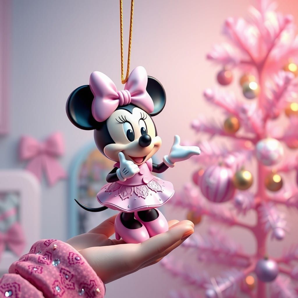 Little Girl's Christmas Magic with Whimsical Minnie Mouse